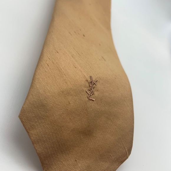 Set of Two Vintage Yves Saint Laurent Silk Ties Blue & Gold - Picture 12 of 15